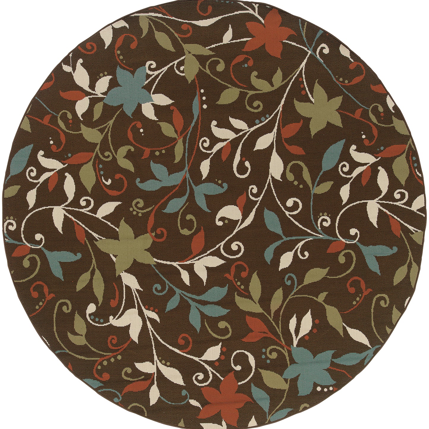 Montego Floral Brown/ Green Abstract Loop Pile Rug