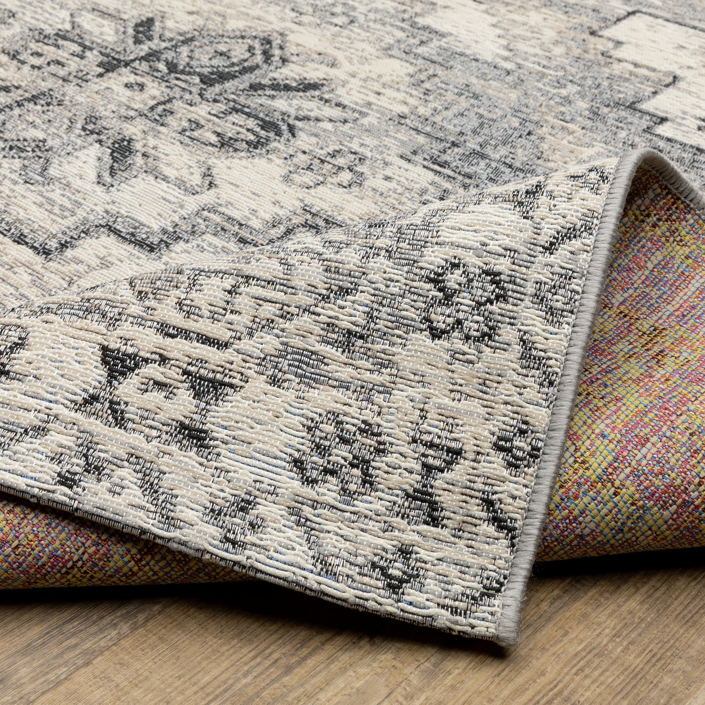 Naples Medallion Grey/ Ivory Outdoor Flat Weave Rug