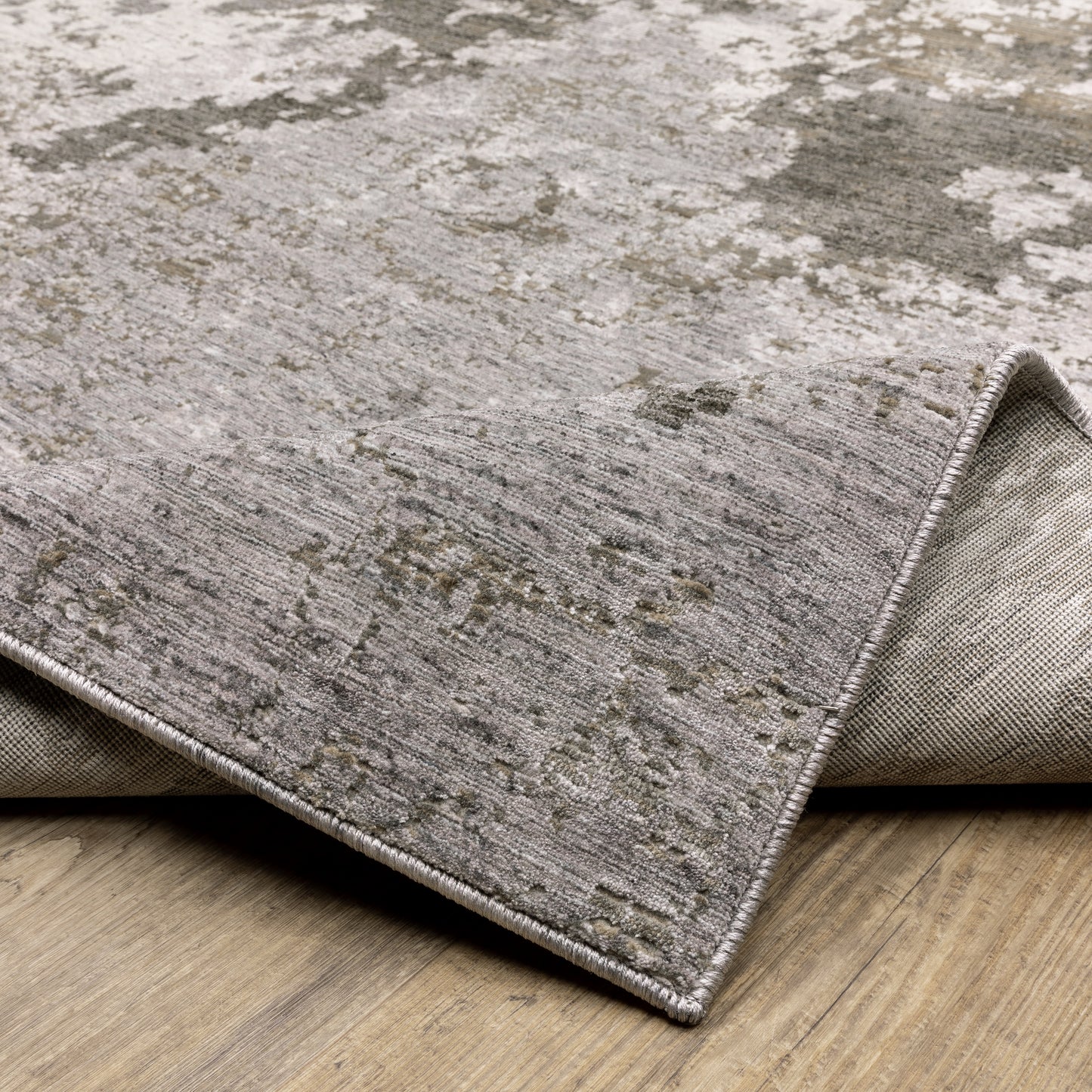 Nebulous Distressed Grey/ Ivory Abstract Cut Pile Rug
