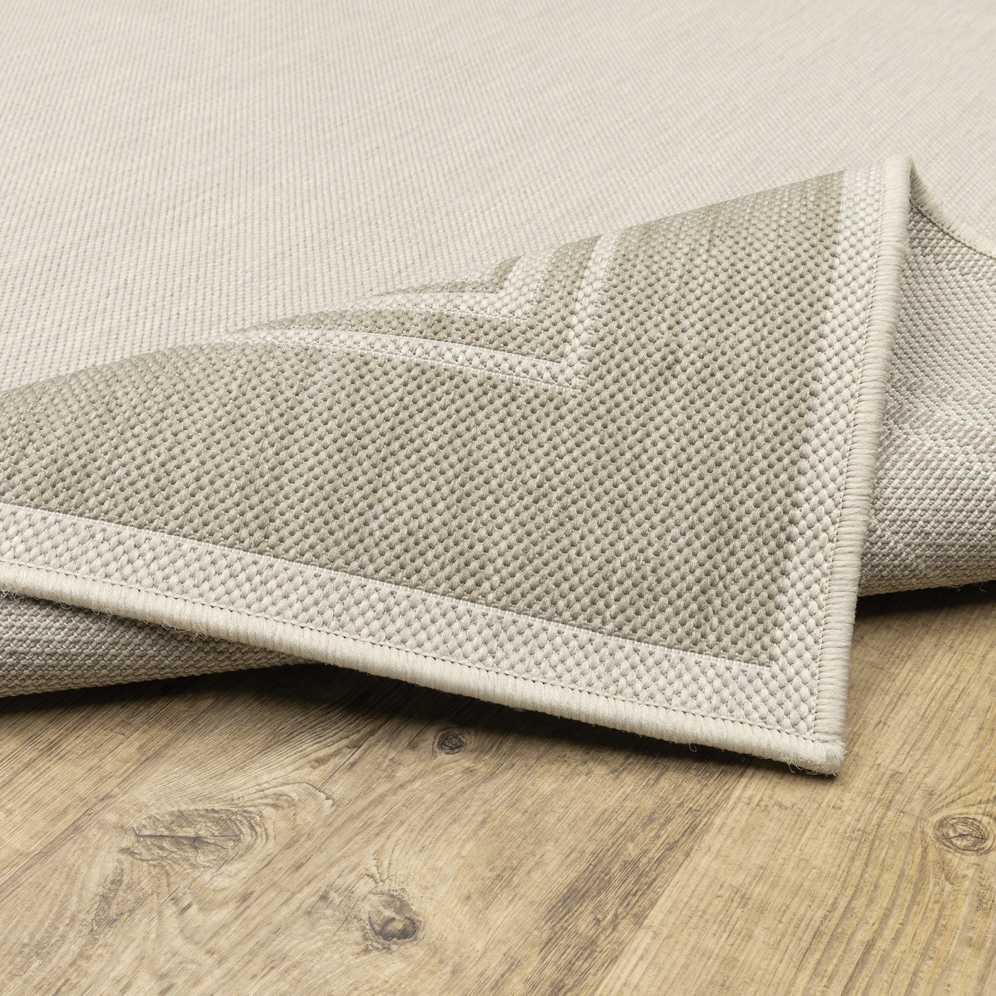 Portofino Outdoor Ivory/ Grey Border Flat Weave Rug