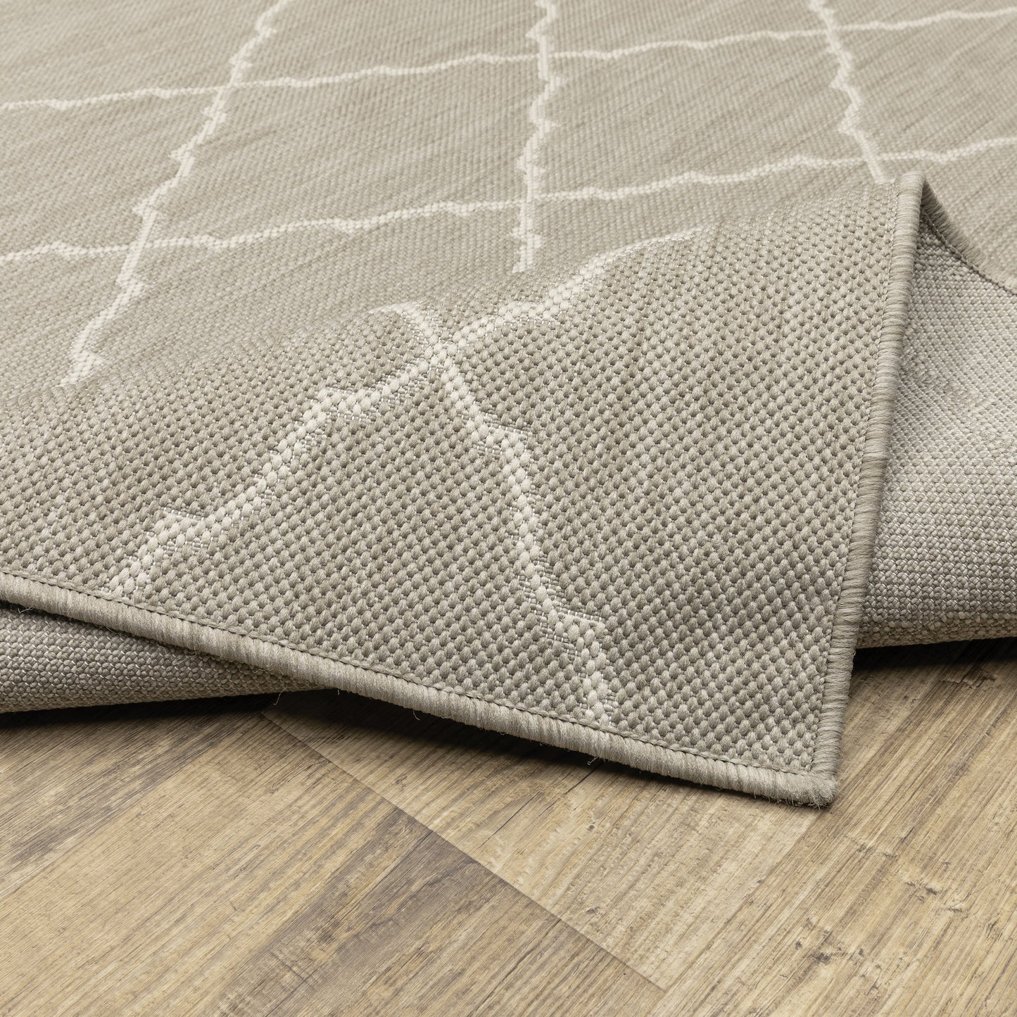 Portofino Lattice Grey/ Ivory Outdoor Flat Weave Rug
