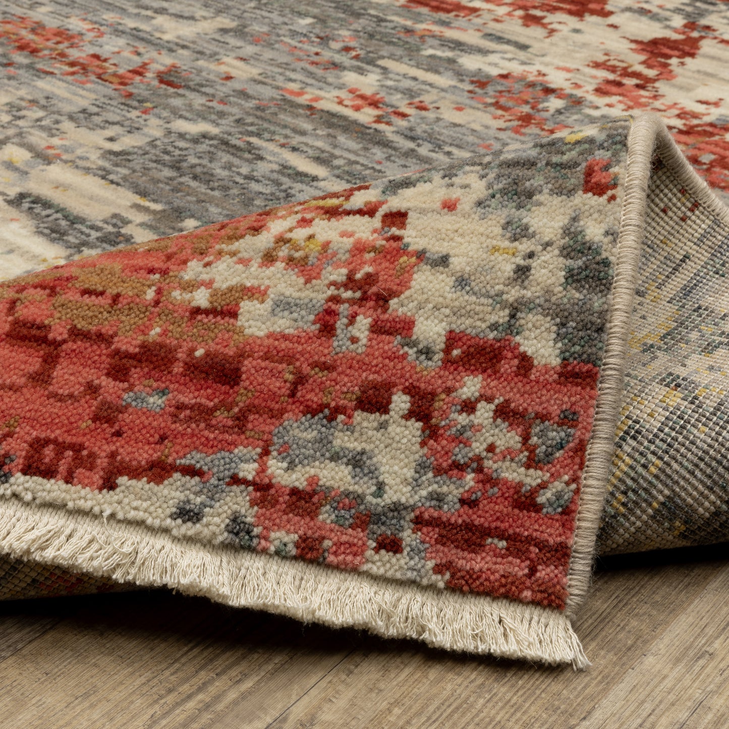 Soleri Abstract Beige/ Pink Cut Pile Rug