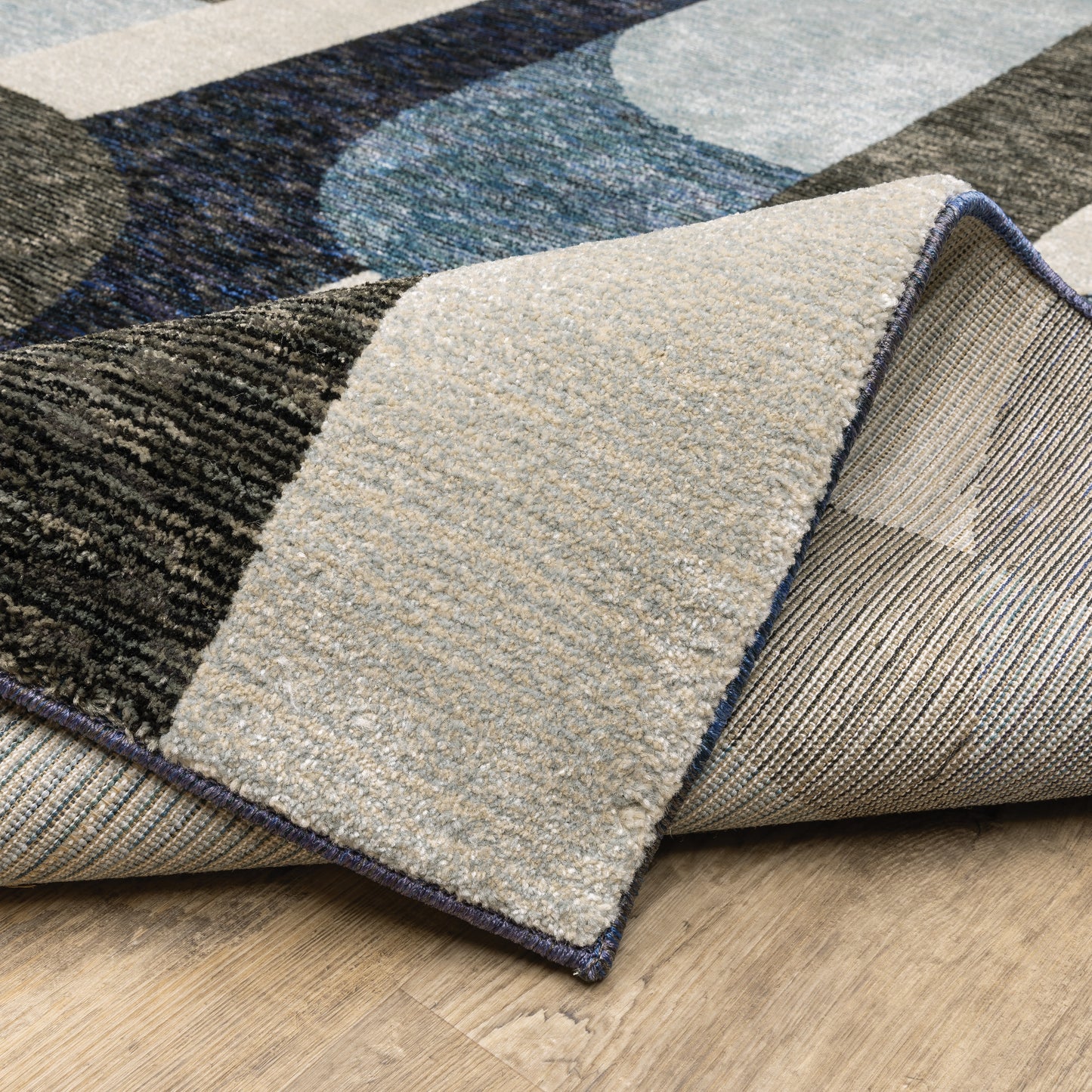 Strada Geometric Blue/ Grey Cut Pile Rug