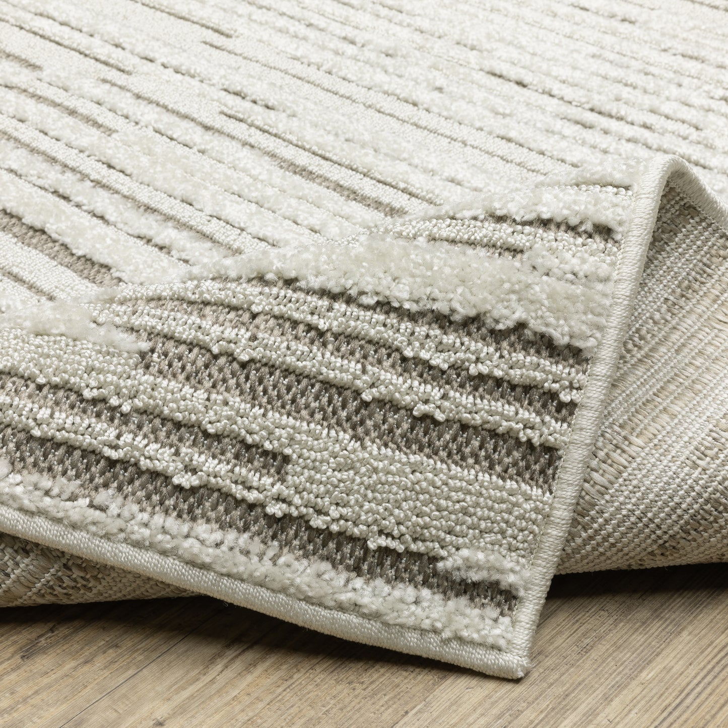 Tangier Stripe Ivory/ Brown Abstract Mixed Pile Rug