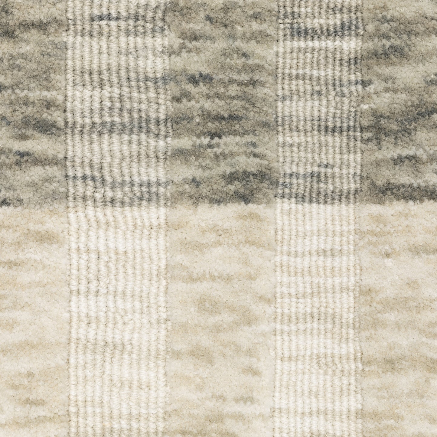 Thatcher Stripe Beige/ Grey Distressed Mixed Pile Rug
