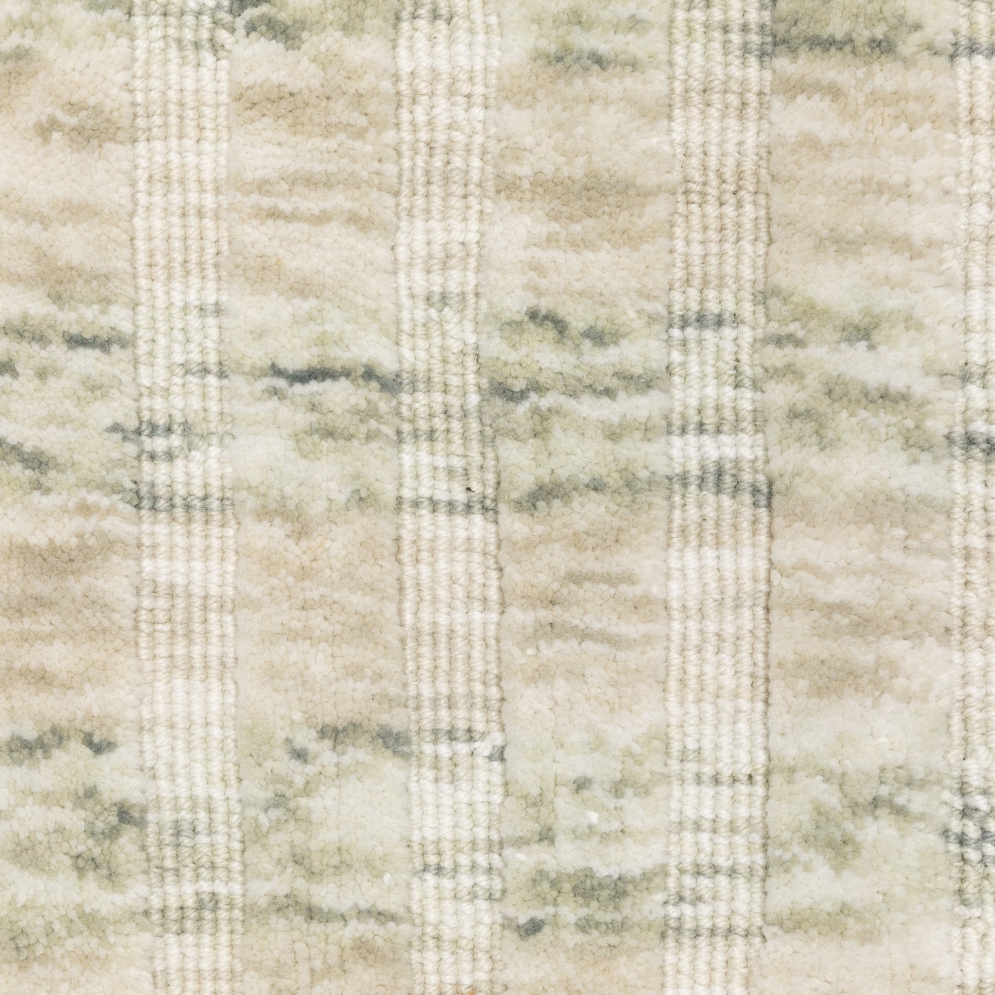 Thatcher Stripe Beige/ Green Border Mixed Pile Rug