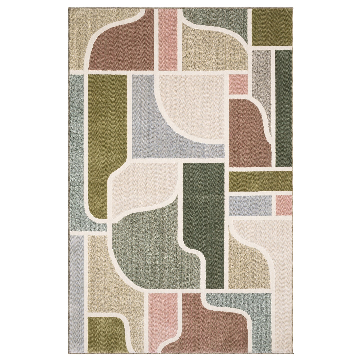 Tisdell TIS02 Green Geometric Rug
