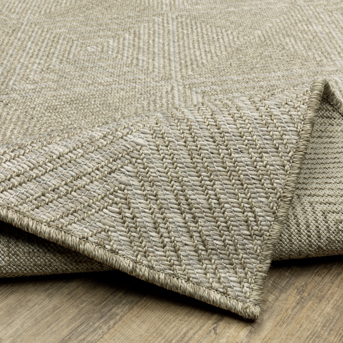 Tortuga Geometric Beige/ Beige Flat Weave Rug