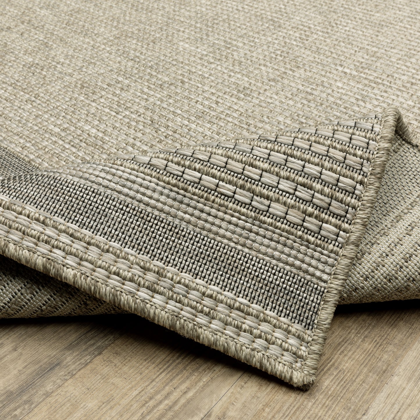 Tortuga Stripe Beige/ Black Geometric Flat Weave Rug