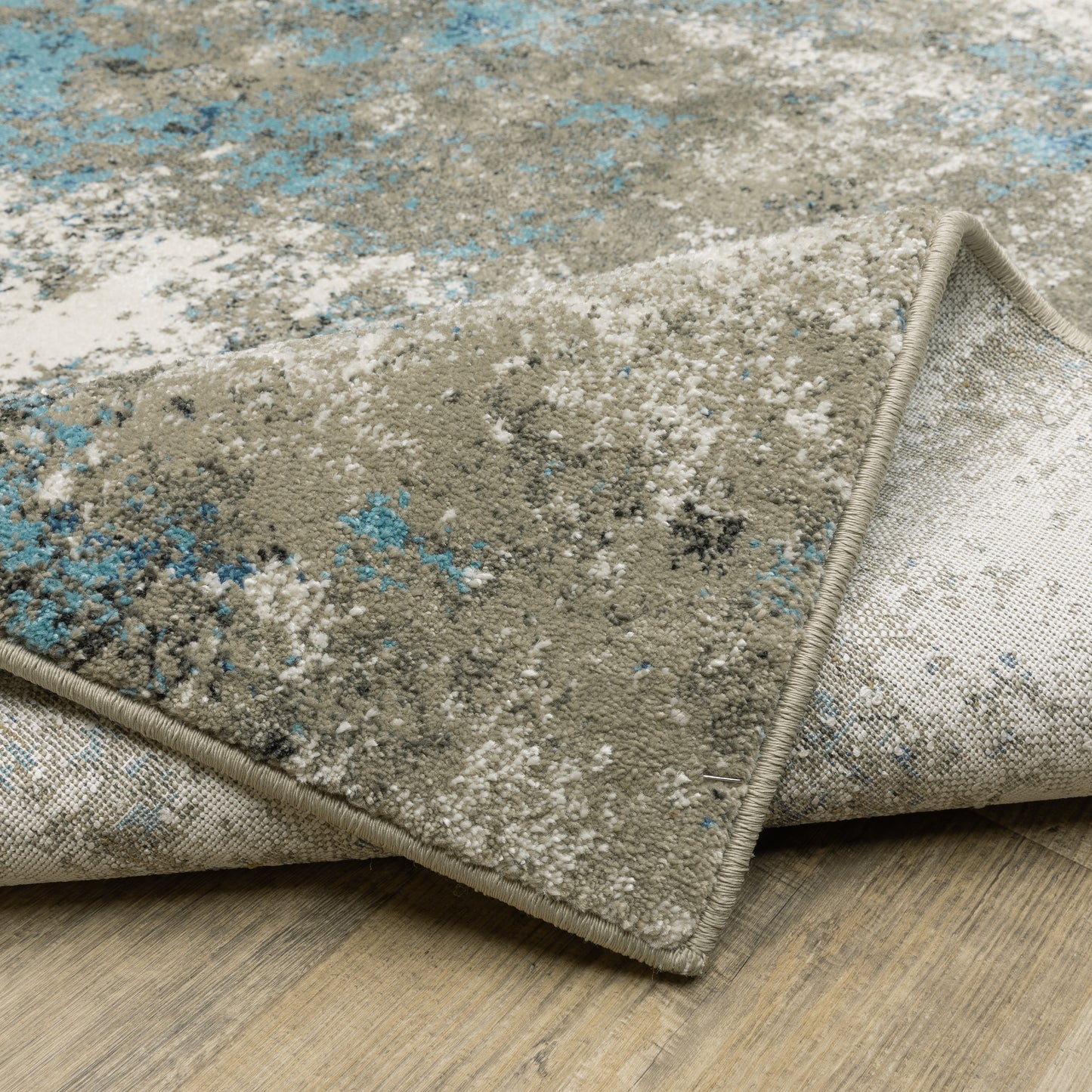 Venice Abstract Blue/ Beige Cut Pile Rug