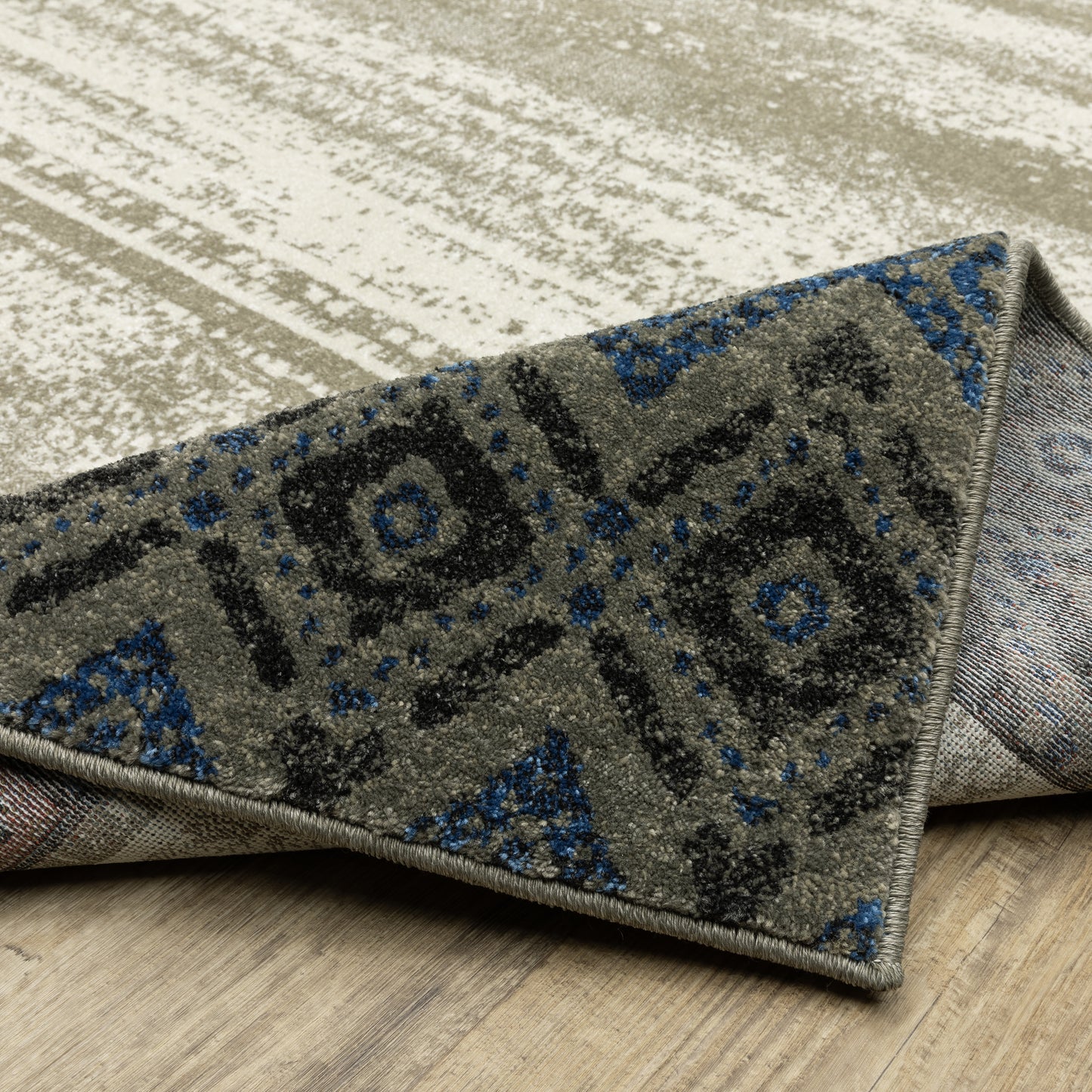 Venice Border Beige/ Multi Geometric Cut Pile Rug