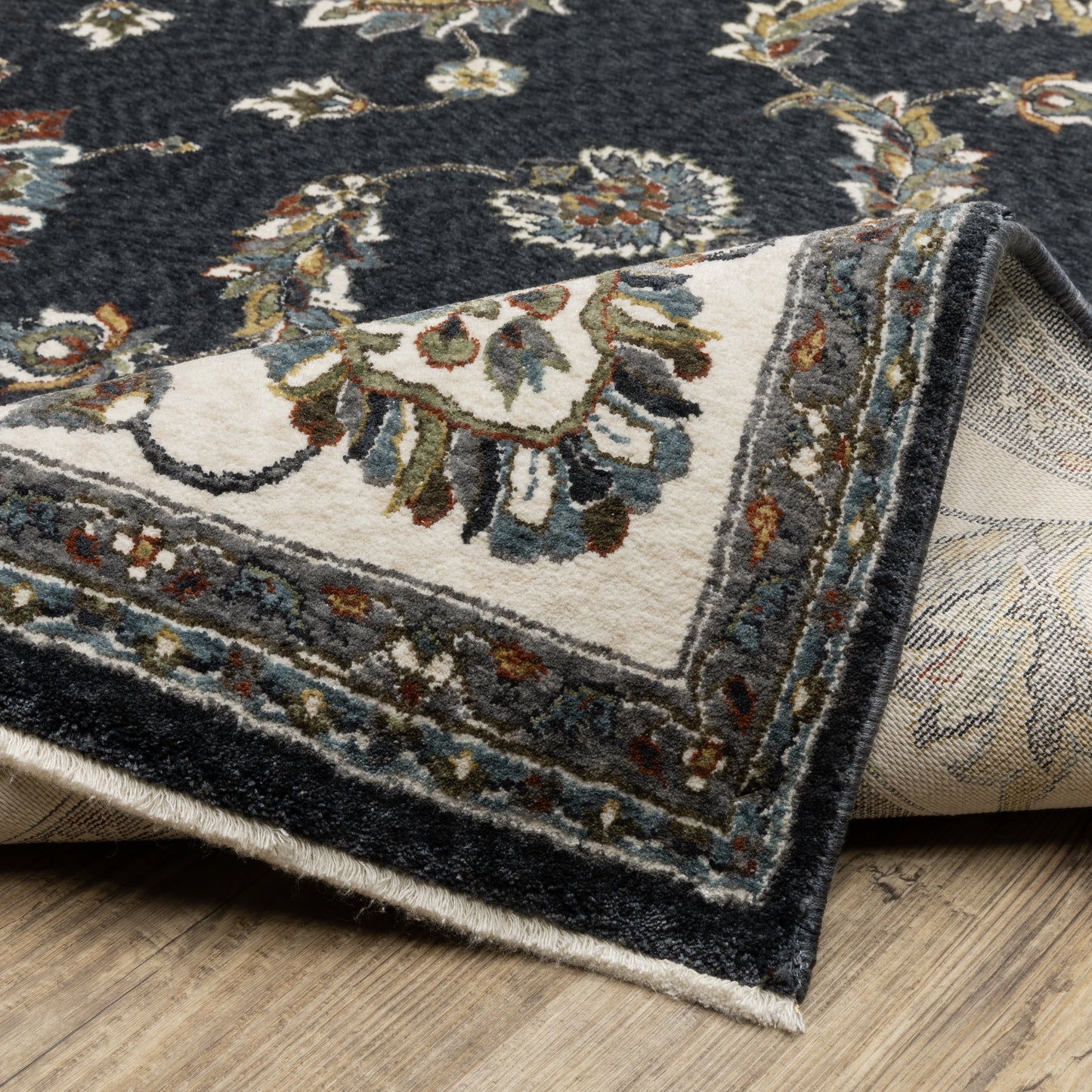 Vivian Oriental Navy/ Ivory Cut Pile Rug