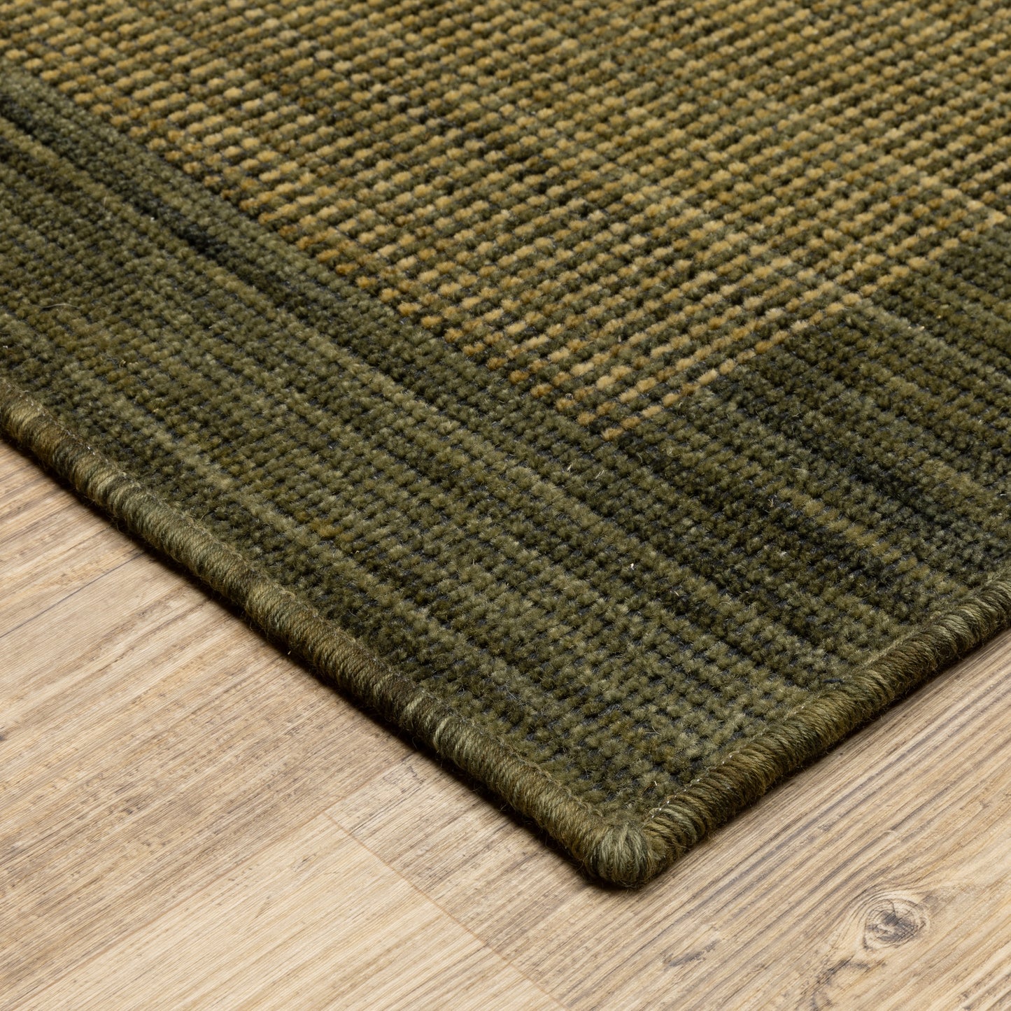 Warner Solid Green/ Green Border Loop Pile Rug