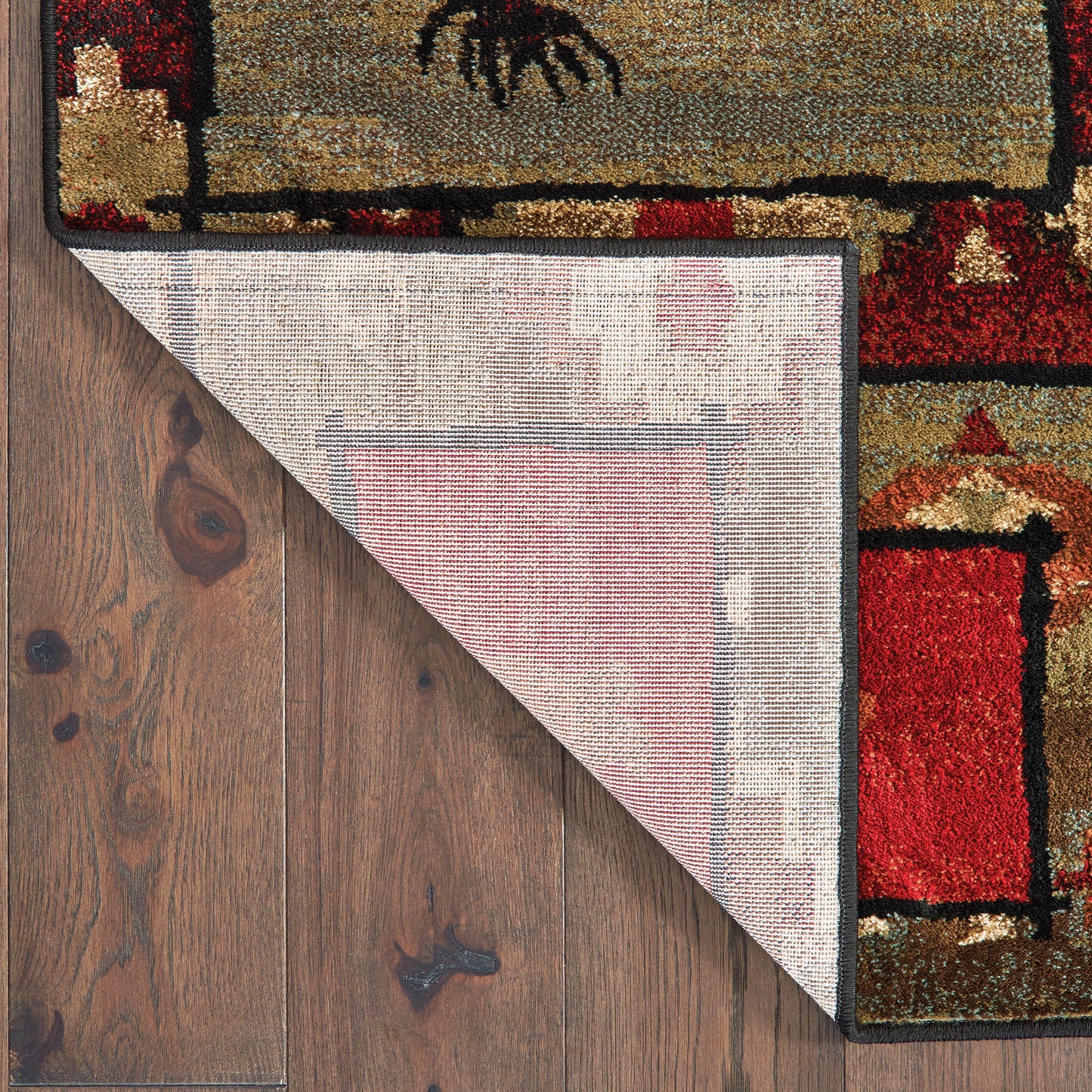 Woodlands Geometric Brown/ Rust Animal Cut Pile Rug