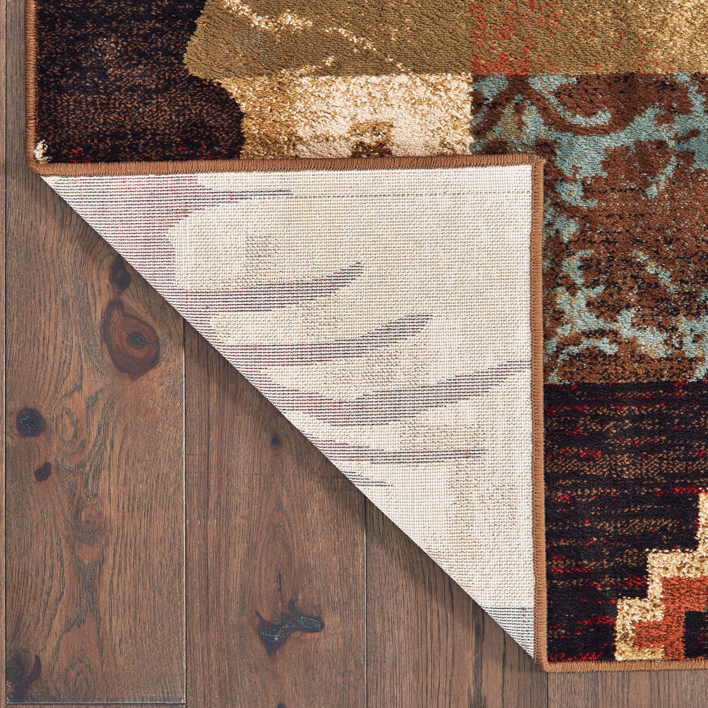 Woodlands Geometric Brown/ Rust Animal Cut Pile Rug
