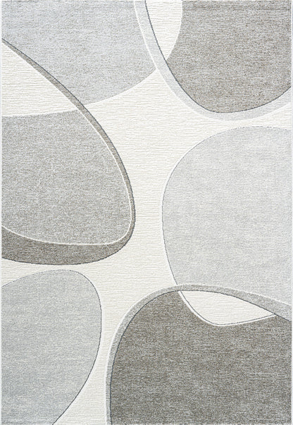 Polaris Modern Ivory/Grey Geometric Low Pile Rug