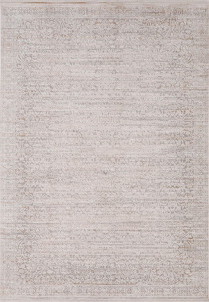 Aimon Traditional Light Grey/Beige Floral Low Pile Rug