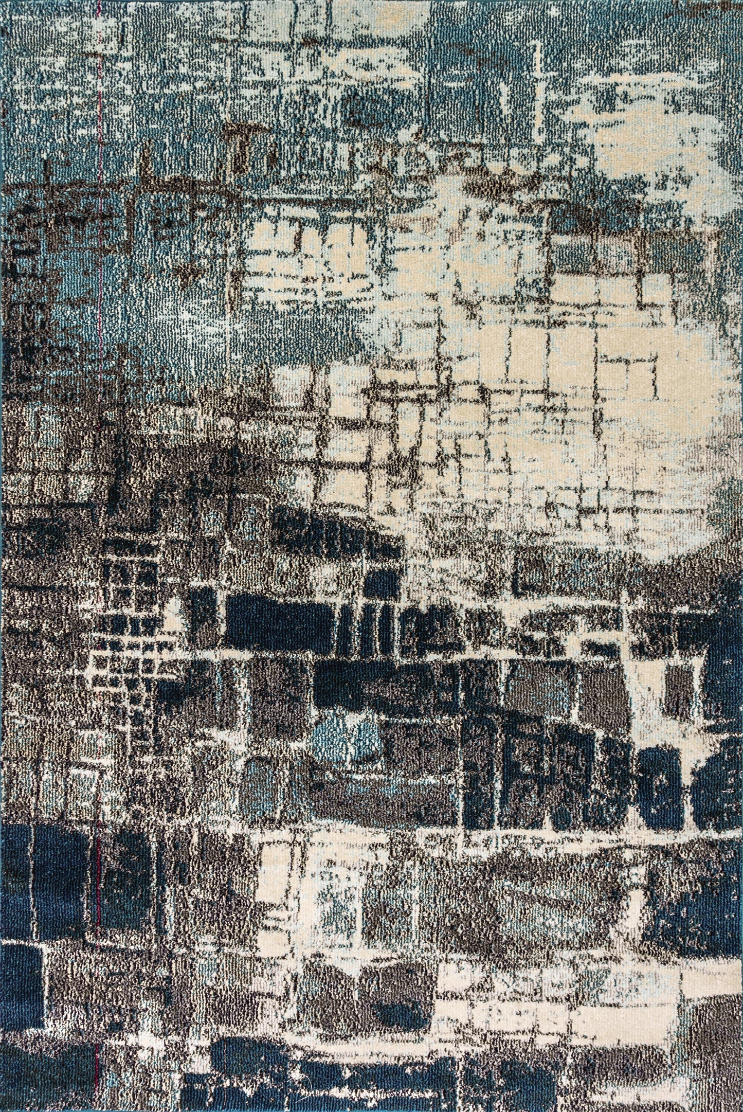 Zodiac Contemporary Grey/Blue Abstract Low Pile Rug
