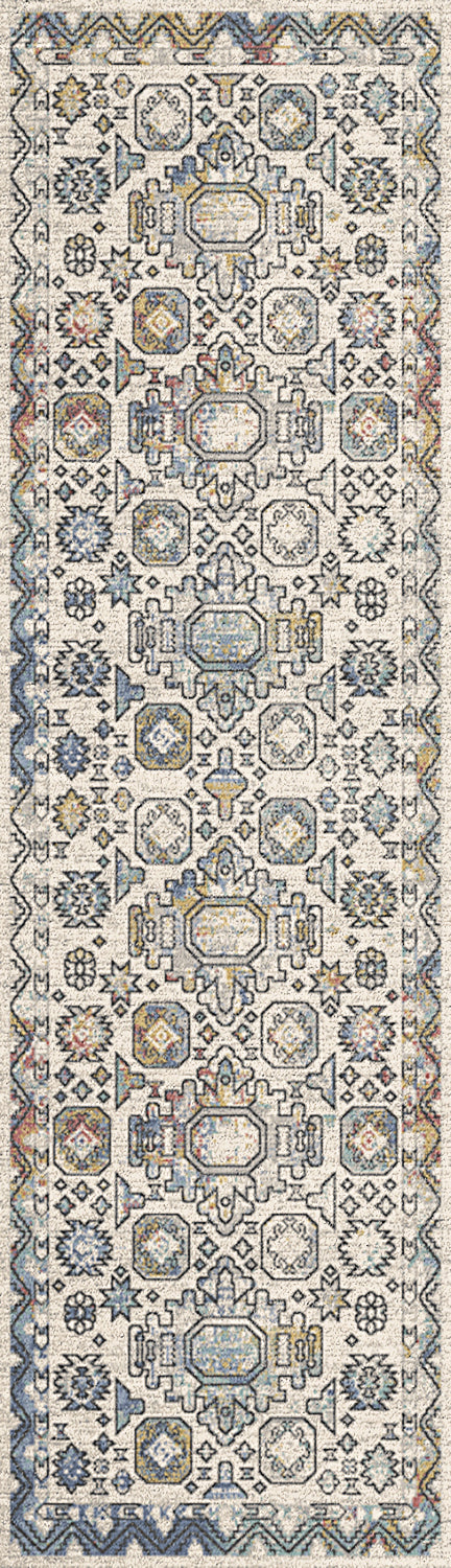 Mabel Traditional Ivory/Multi Oriental Low Pile Rug
