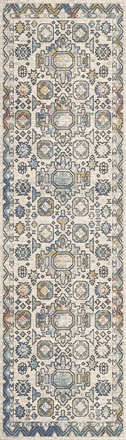 Mabel Traditional Ivory/Multi Oriental Low Pile Rug