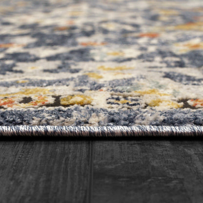 Mabel Traditional Navy/Multi Oriental Low Pile Rug