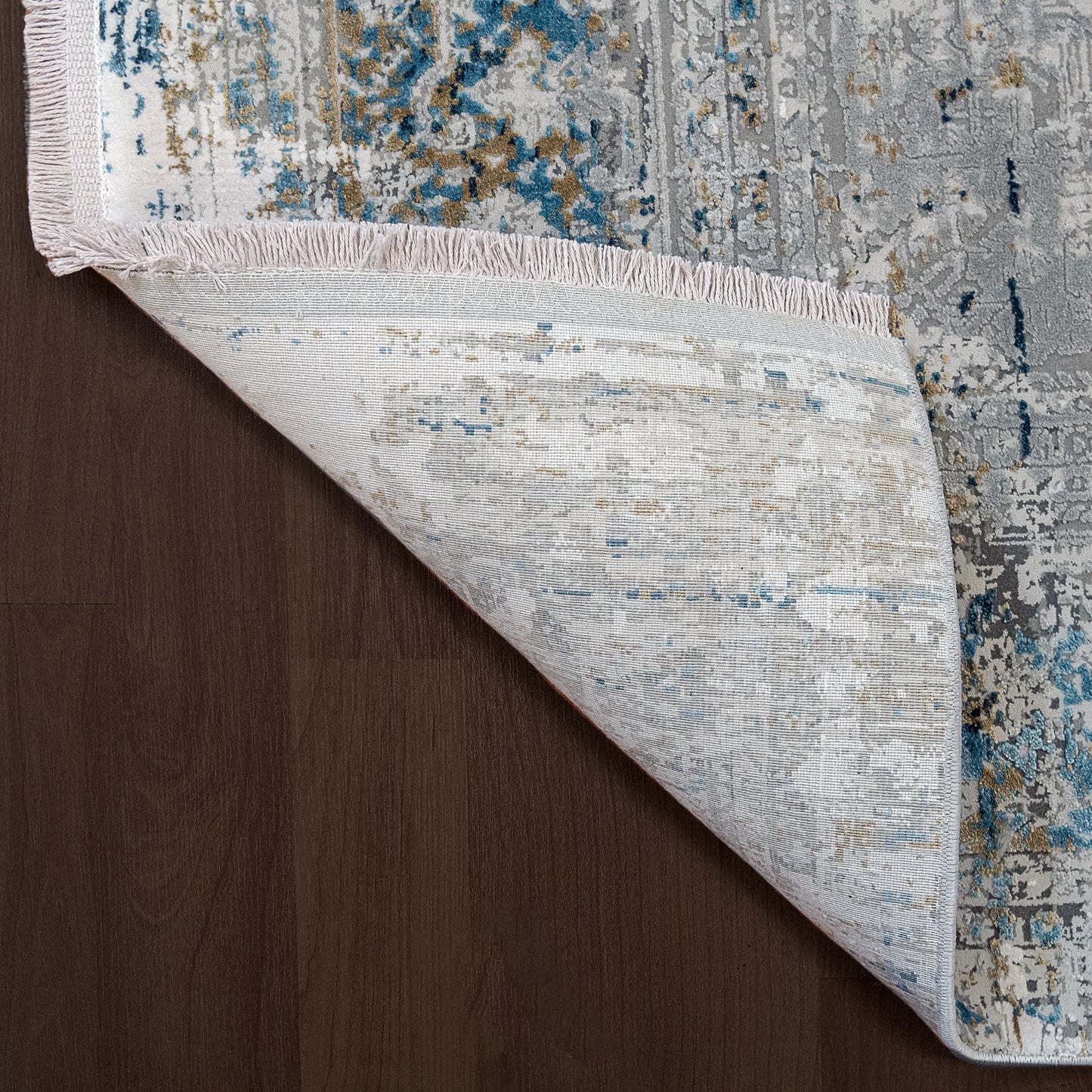 Ruby Transitional Grey/Blue Distressed Low Pile Rug