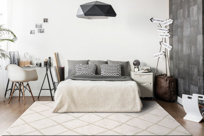 Callie Modern Ivory/Beige Geometric High Pile Rug