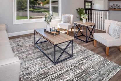 Riley Modern Grey/Beige/Blue Abstract Medium Pile Rug