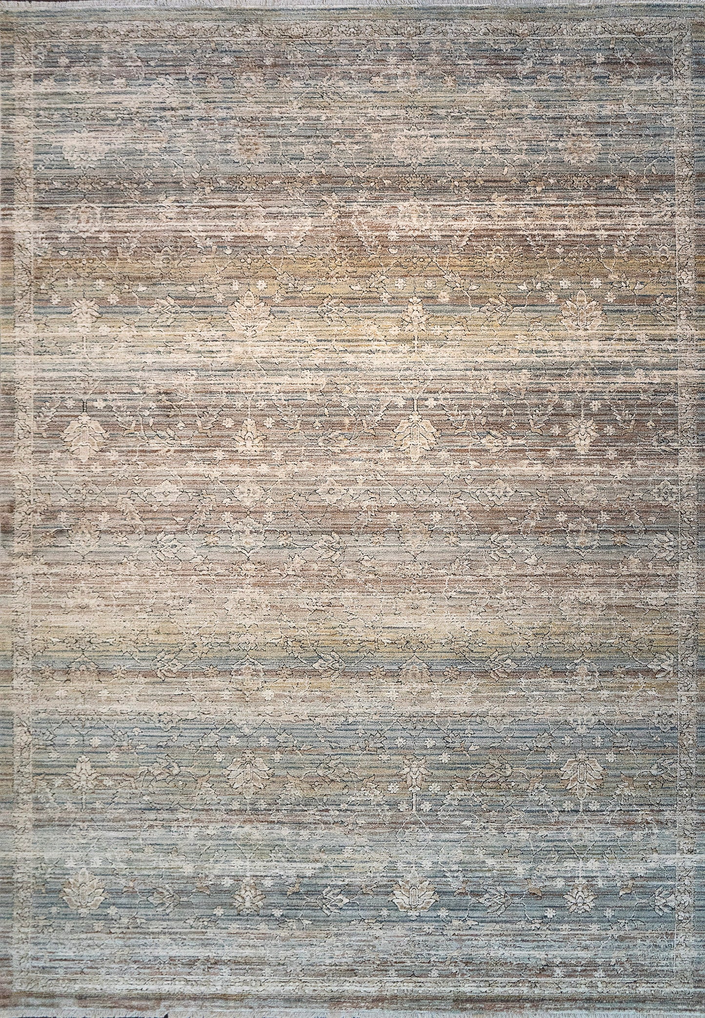 Trevi Transitional Beige/Cream/Blue Floral Low Pile Rug