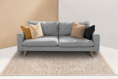 Irving Traditional Beige/Cream/Rust Oriental Low Pile Rug