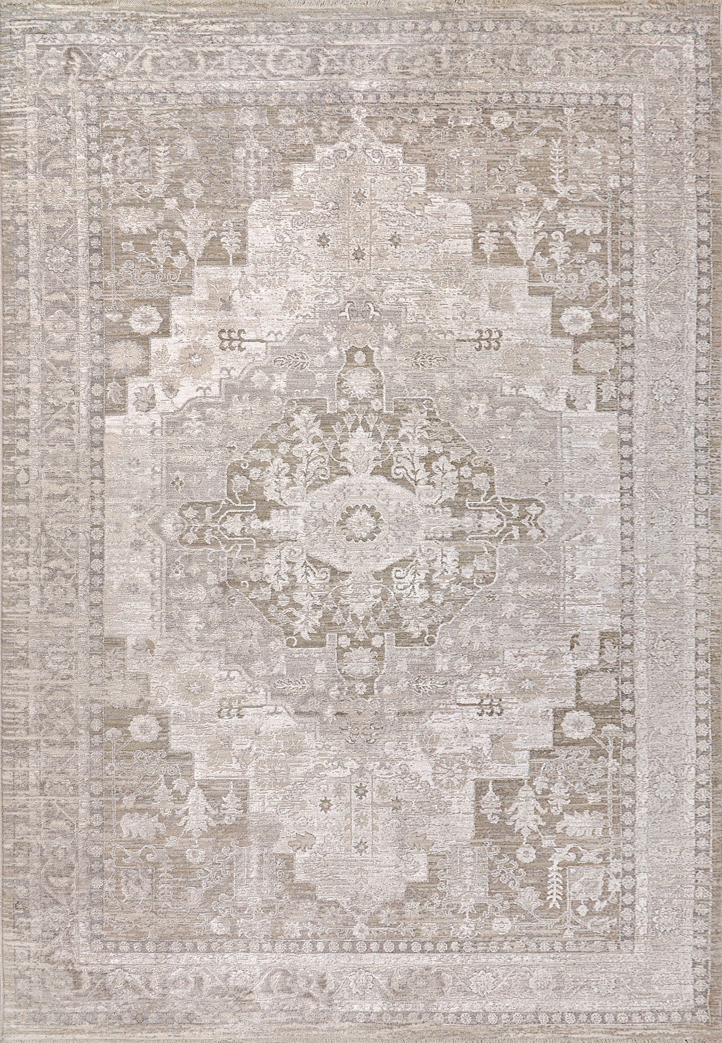 Mesa Traditional Cream/Beige Medallion Low Pile Rug