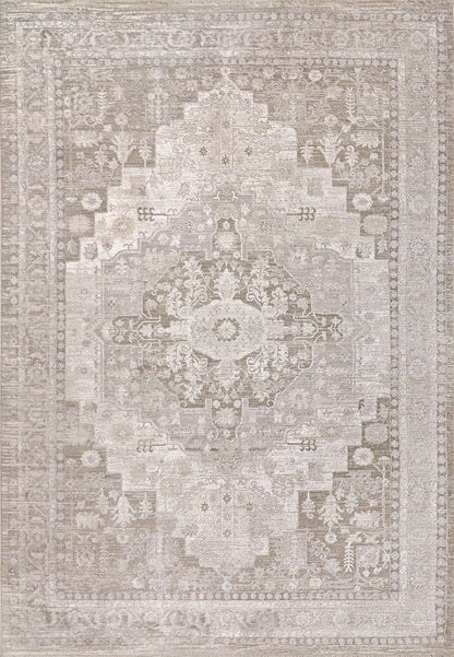 Mesa Traditional Cream/Beige Medallion Low Pile Rug