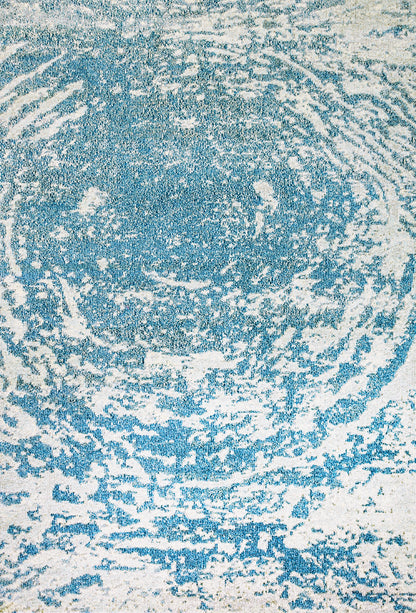 Zodiac Contemporary Aqua Blue Abstract Low Pile Rug
