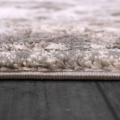Riley Transitional Grey/Beige Floral Medium Pile Rug