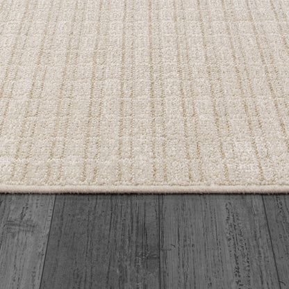 Vuna Modern Ivory/Beige Striped Medium Pile Rug