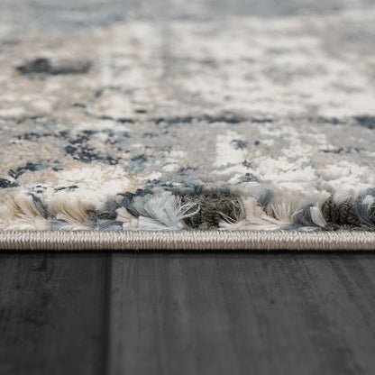 Riley Modern Grey/Blue Abstract Medium Pile Rug