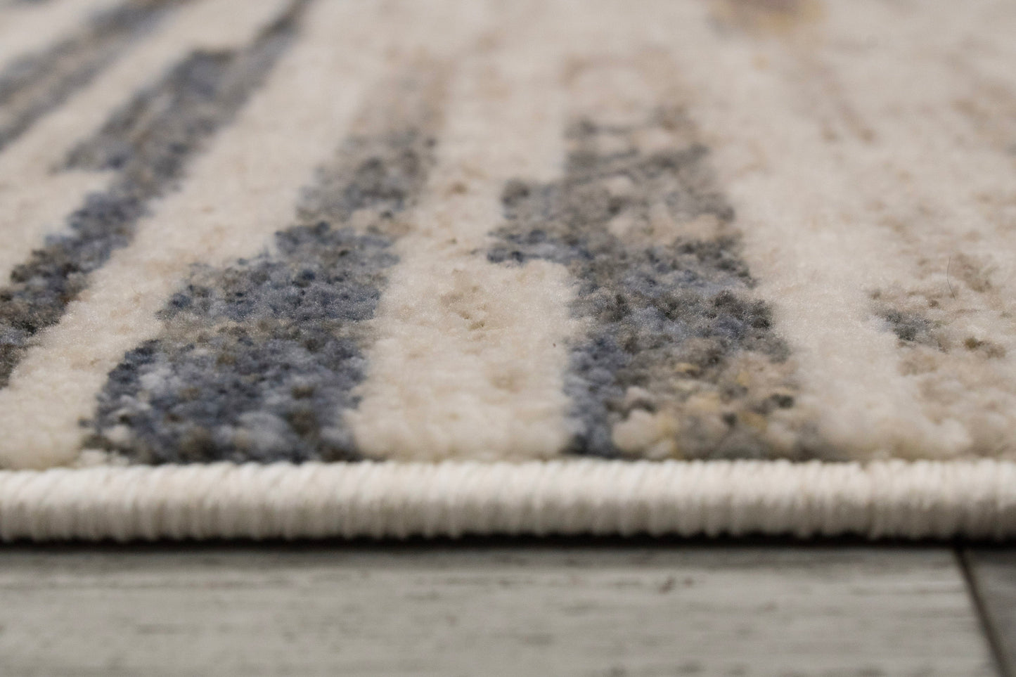 Kashmir Modern Cream/Navy/Multi Striped Low Pile Rug