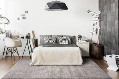Callie Modern Grey Solid High Pile Rug