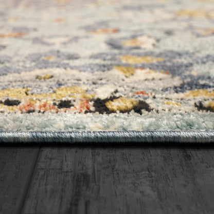 Mabel Traditional Aqua/Multi Oriental Low Pile Rug