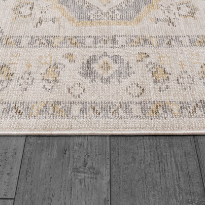 Calypso Traditional Ivory/Grey Bohemian Medium Pile Rug