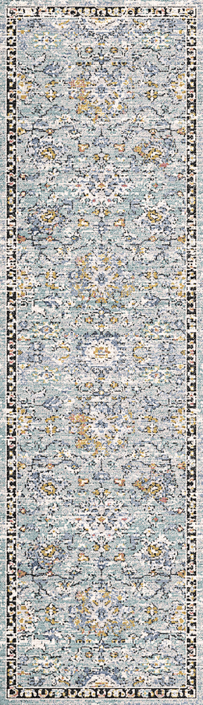 Mabel Traditional Aqua/Multi Oriental Low Pile Rug