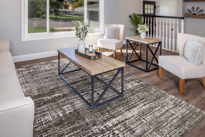 Riley Modern Grey/Beige Abstract Medium Pile Rug
