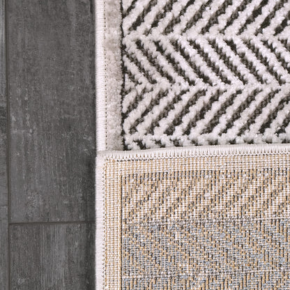 Harlow Modern Grey/Blue Chevron Low Pile Rug