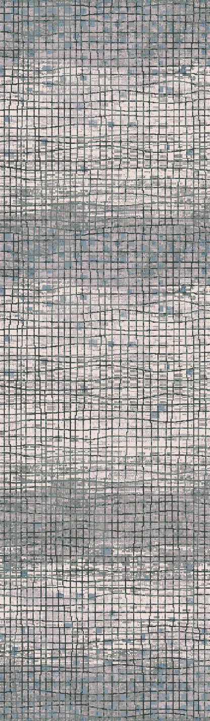 Harlow Modern Ivory/Grey/Blue Abstract Low Pile Rug