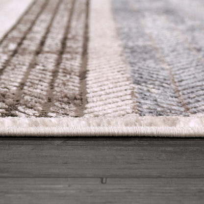 Harlow Modern Grey/Blue Chevron Low Pile Rug