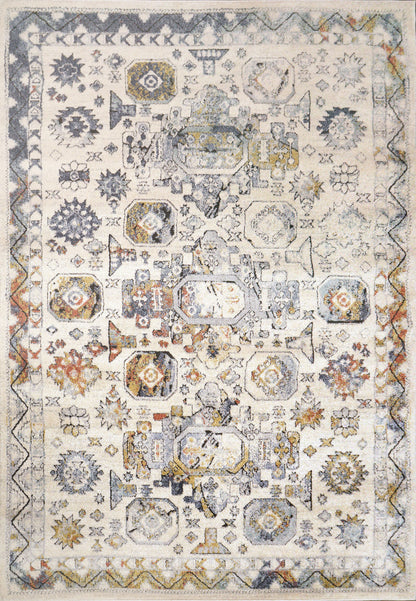 Mabel Traditional Ivory/Multi Oriental Low Pile Rug