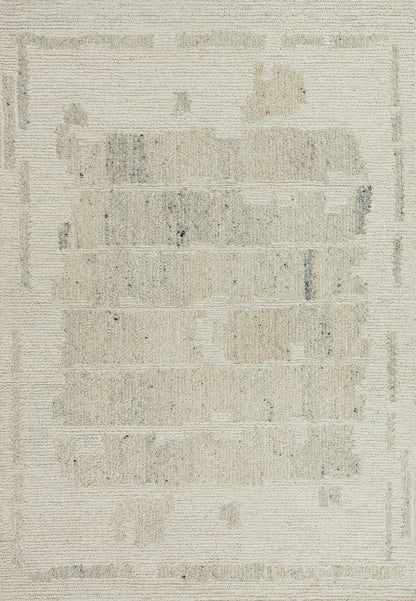 Teak Modern Ivory Geometric Low Pile Rug