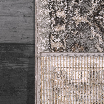 Riley Transitional Grey/Beige Floral Medium Pile Rug