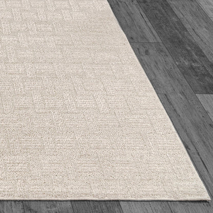 Vuna Modern Ivory Geometric Medium Pile Rug