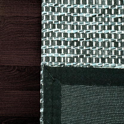 Enchant Solid Aqua/Black Woven Flat-Woven Rug